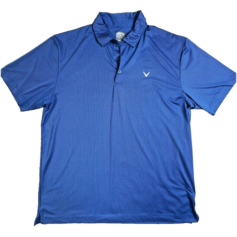 Calloway Opti-Dri Performance Golf Polo Shirt In A Blue Check Pattern Men's Lg